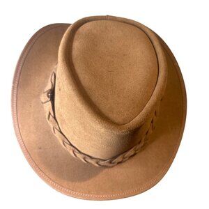 Overlander Jimy Black's Bush Hat Tan Genuine Leather Size M Western Safari